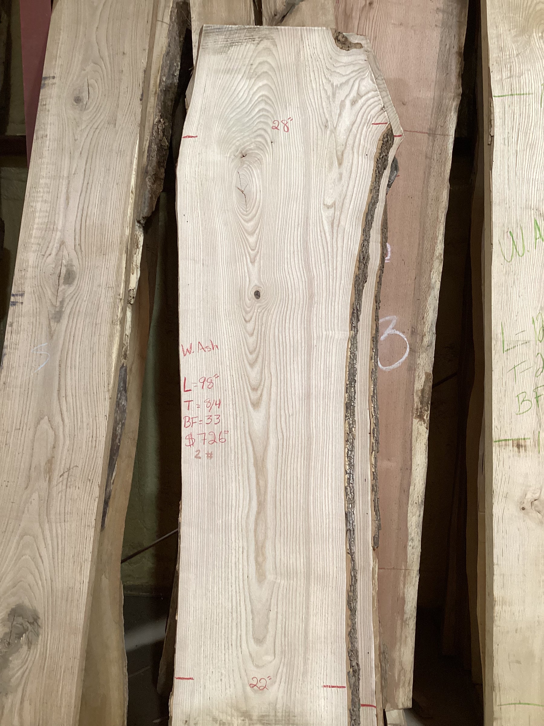 White Ash Slabs