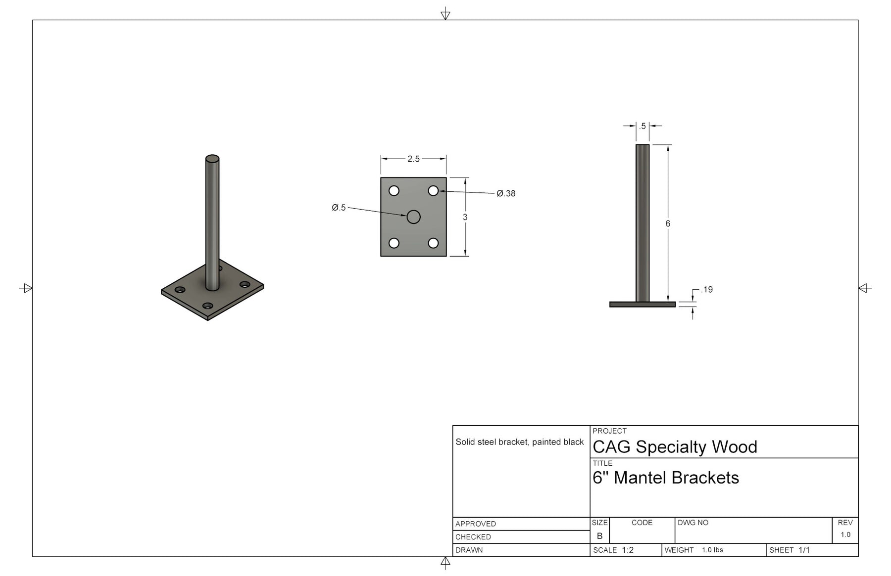 Floating Mantel & Shelf Brackets - 5, 6, & 8 Inch