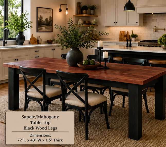 Custom Dining Room, Living Room or Kitchen Tables