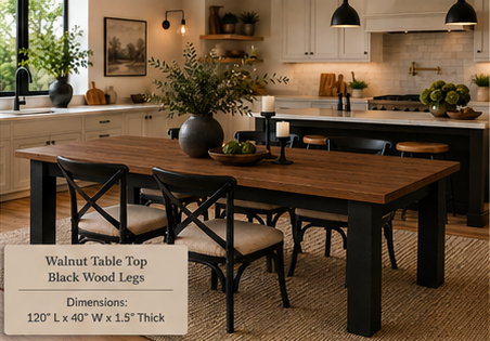Custom Dining Room, Living Room or Kitchen Tables