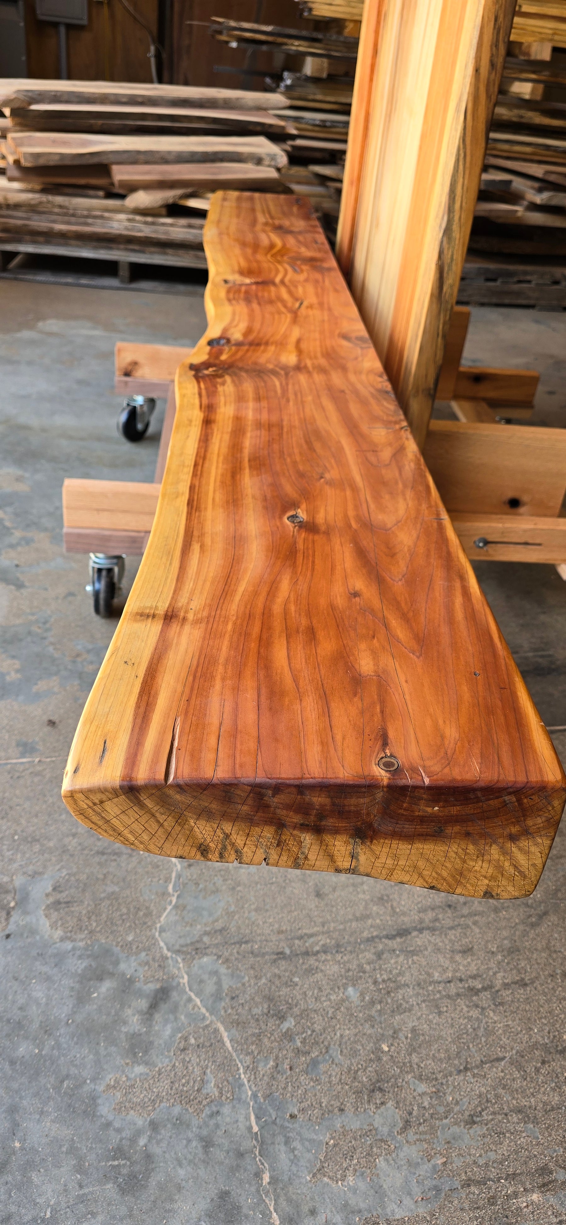 Red Cedar Mantel, 99-Inch Finished: Nature's Masterpiece, Ready for Your Home